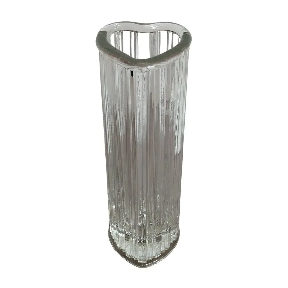 FTDA Glass Ribbed Fluted Heart Vase 7 1/2